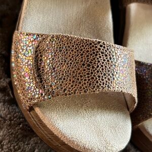 Dansko Brown and Gold Textured Sandals